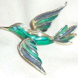 4 FOR $40~Bird In Flight Green and Blue Enamel